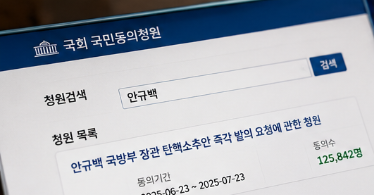 국회 국민동의청원 안규백 탄핵 청원 검색 화면