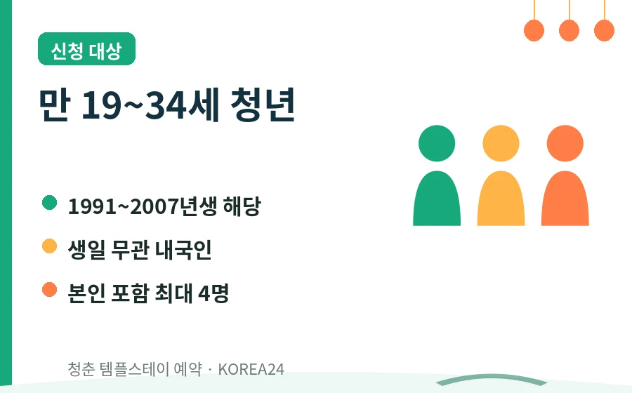 청춘 템플스테이 예약 신청 대상 안내