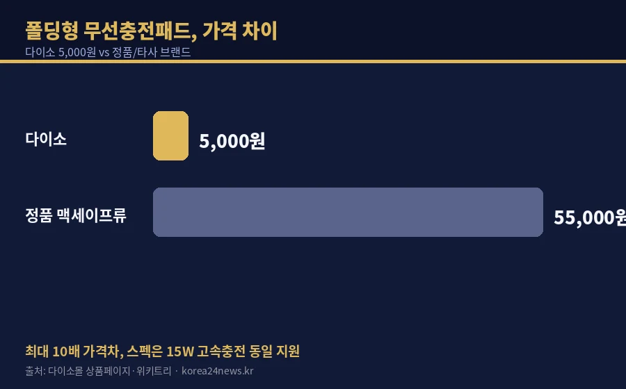 다이소 폴딩형 무선충전패드 가격 비교