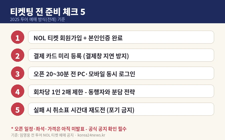 임영웅 티켓팅 전 준비 체크리스트 5단계